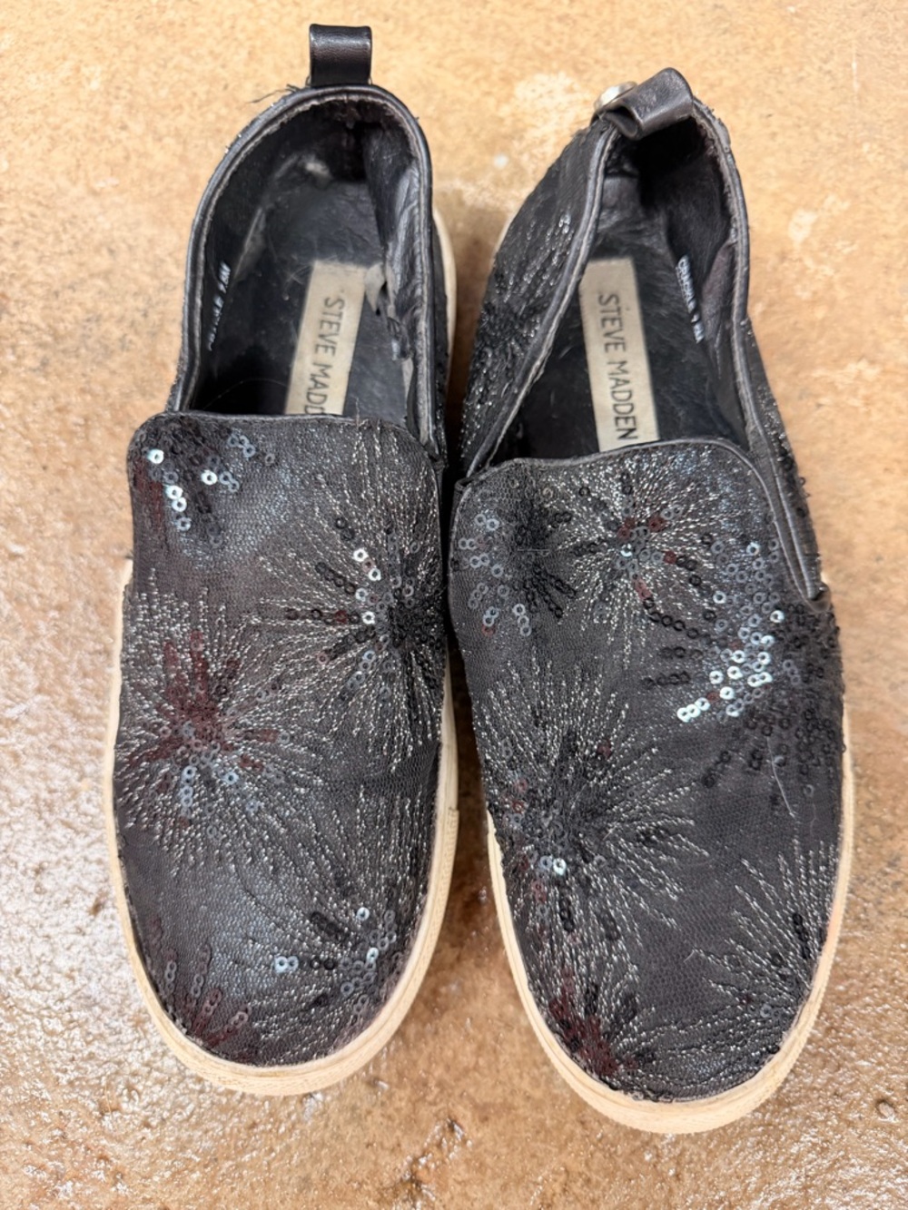 Steve Madden Black Glitter Slip-On Shoe
